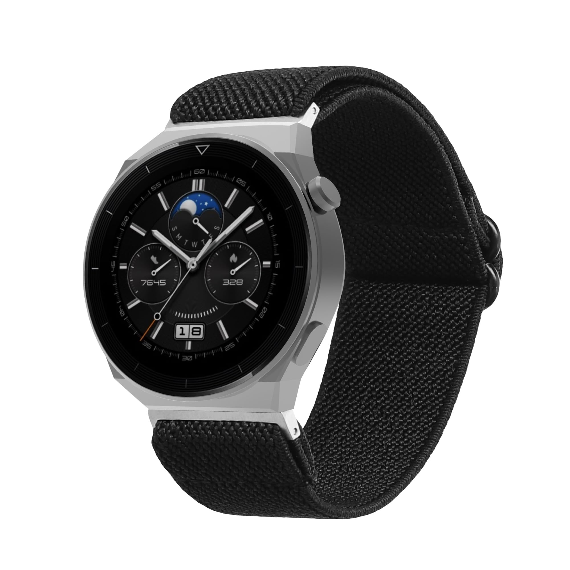 kwmobile Nylon Band Compatible with Huawei Watch GT3 46mm / Watch GT3 Pro 46mm - Band Replacement Strap for Fitness Tracker - Black