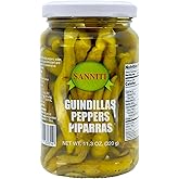 Sanniti Guindillas Piparras Peppers, 11.3 oz &ndash; Spanish Pickled Green Peppers in Vinegar &ndash; Mild &amp; Tangy Piparra Peppers for Tapas, Charcuterie, Sandwiches &amp; Snacking
