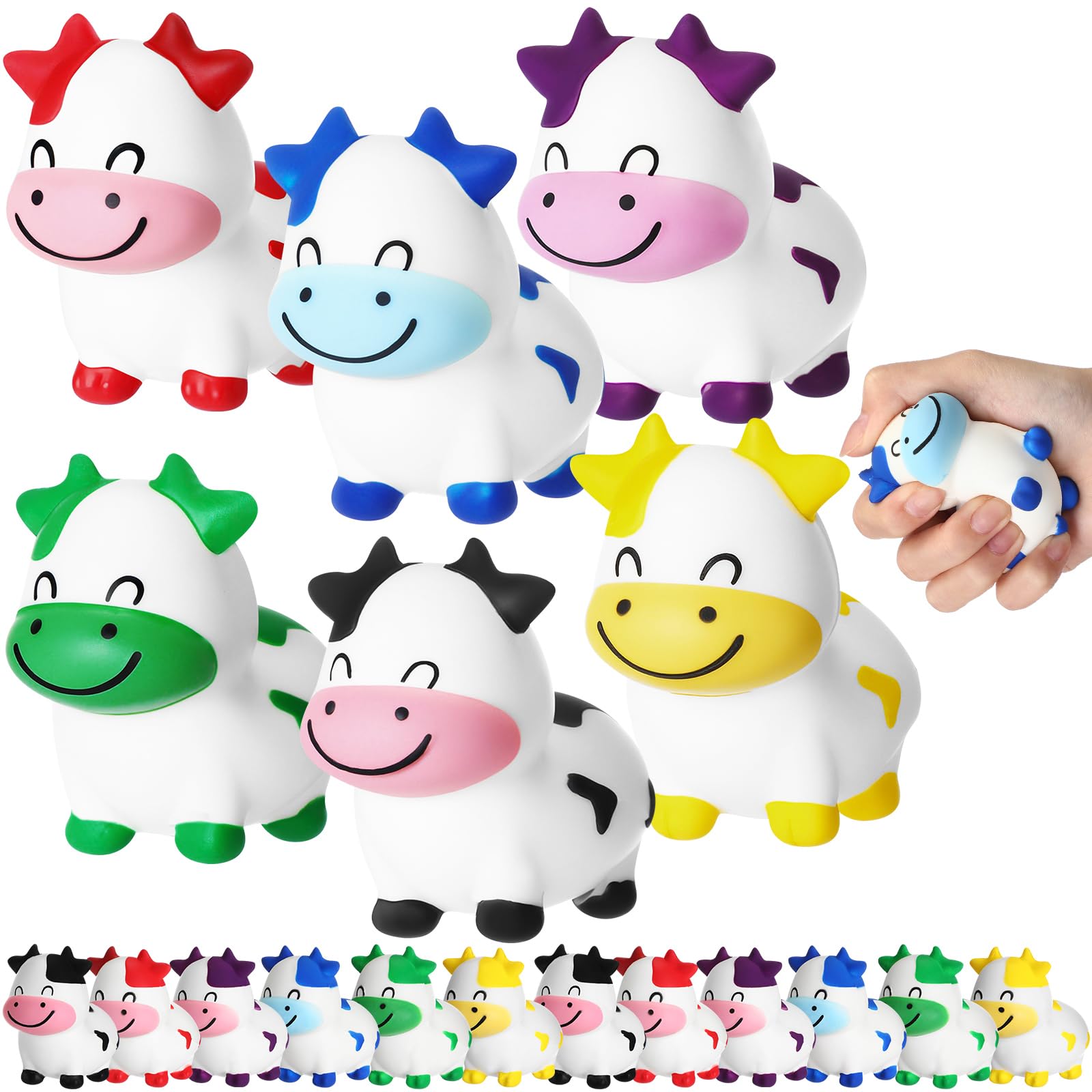 Photo 1 of Wettarn 24 Pcs Cows Party Favors Cows Foam Stress Toy Fidget Toy Bulk Cute Farm Animal Party Favors Gift Supplies for Classroom Reward Bathtub Beach Pool Mental Stimulation