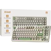 Kisnt KN85 Wireless Mechanical Keyboard, 75% Layout, Bluetooth/2.4GHz/USB-C, Custom RGB Backlit, Hot-Swappable Linear Switch, Creamy Sound for Gaming/Typing (Industrial Gray)