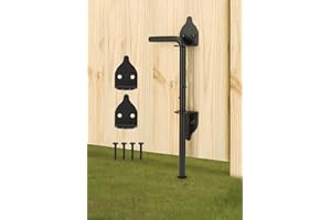 DREAMXIANG 12" Heavy Duty Cane Bolt Gate Drop Rod Hardware Ground Latch for Wood PVC Vinyl Metal Fences Gates, Double Doors, Black Solid Steel -1 Pack