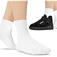 BraceAbility Walking Boot Sock Liners – (1 Pair) Replacement Medical Tube Socks for Under Orthopedic Foot Cast Shoes, Air CAM Walkers, and Surgical Fracture Boots for Men or Women (Short White)