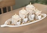 GoMaihe 4-Piece Wooden Tealight Candle Holder Set with Heart Tray