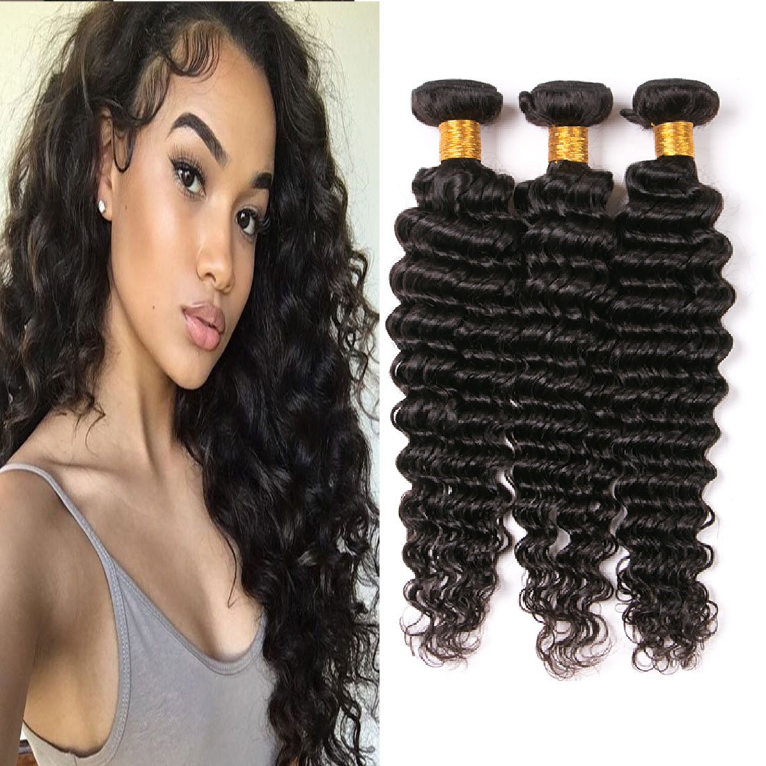 Amazon Com Deep Wave 3 Bundles Brazilian Virgin Human Hair 18 20