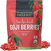 Viva Naturals Organic Dried Goji Berries, 1 lb (454 g) – Non-GMO, Vegan Wolfberries, Perfect for Goji Berry Tea, Smoothies, Baking & Snacking