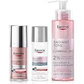 Eucerin Radiant Tone Night Skin Routine Bundle, Variety Pack, 3 Items | Radiant Tone Face Cleanser Gel (6.8 FL OZ), Dual Serum Dark Spot Corrector (1 FL OZ), Night Cream (1.7 FL OZ)