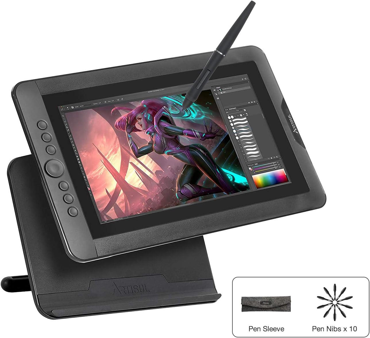 Artisul D13S 13.3" Graphics Drawing Tablet Monitor Pen Display with 8192 Levels Battery-free Stylus and 6 Hotkeys & Scroll Dial 1920x1080 FHD with Adjustable Stand