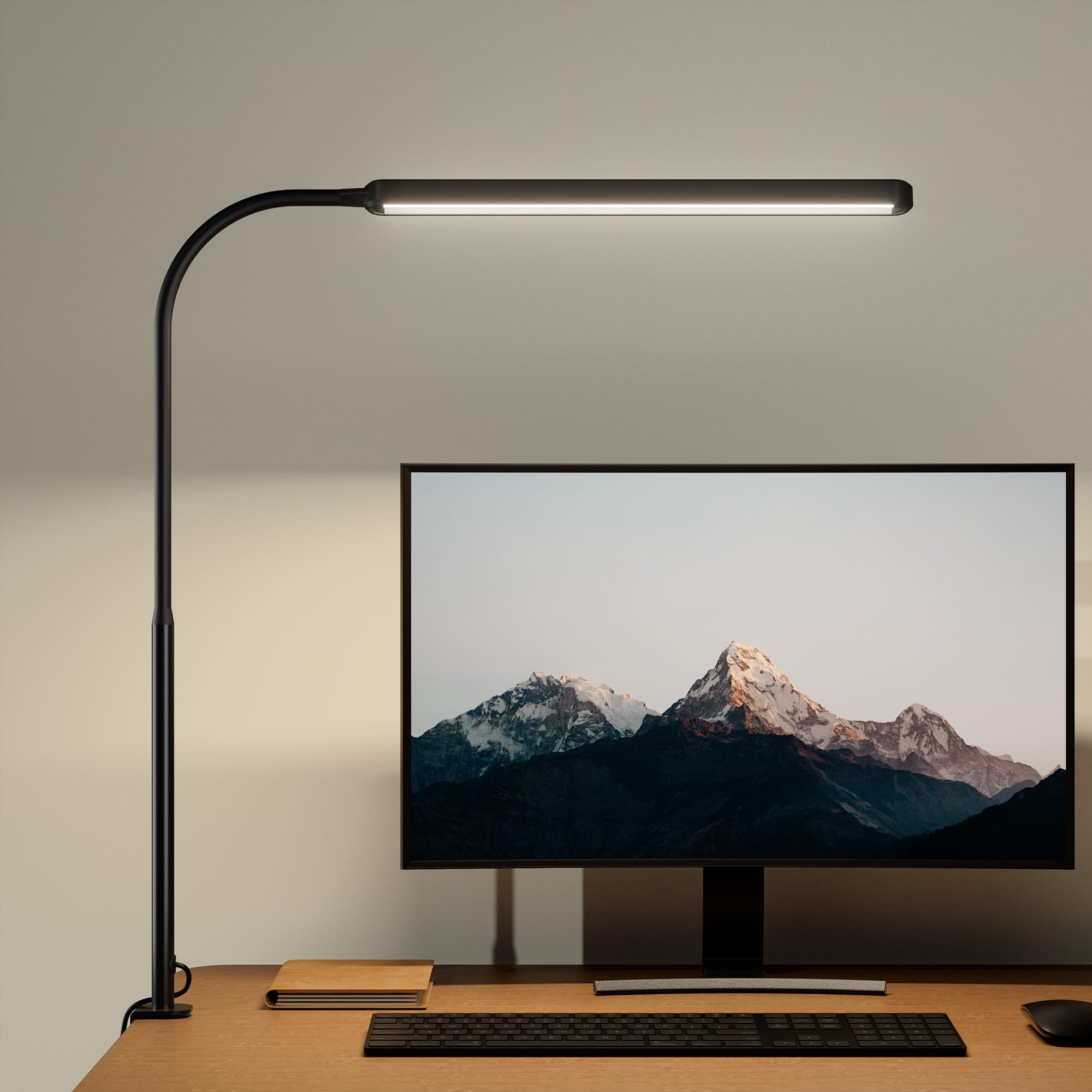 Universal Adjustable LED Desk Lamp With Clamp – Eye-Caring Reading Light, USB Powered (Black)