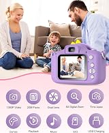 Hangrui Kids Camera 20MP Dual Lens 2.0 IPS 1080P 32GB Purple view 2