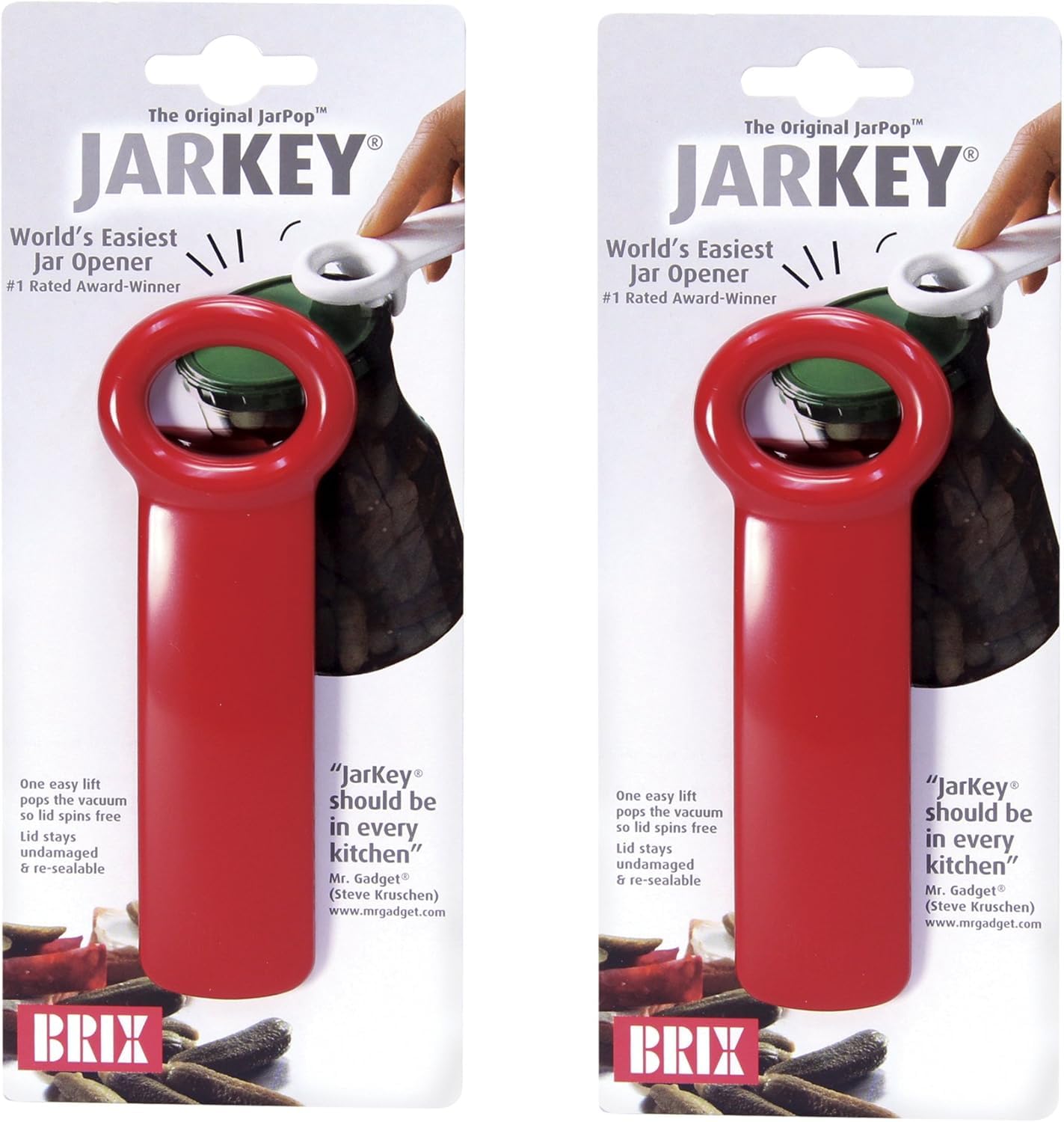 Brix JarKey Original Easy Jar Key Opener, Set of 2, Red