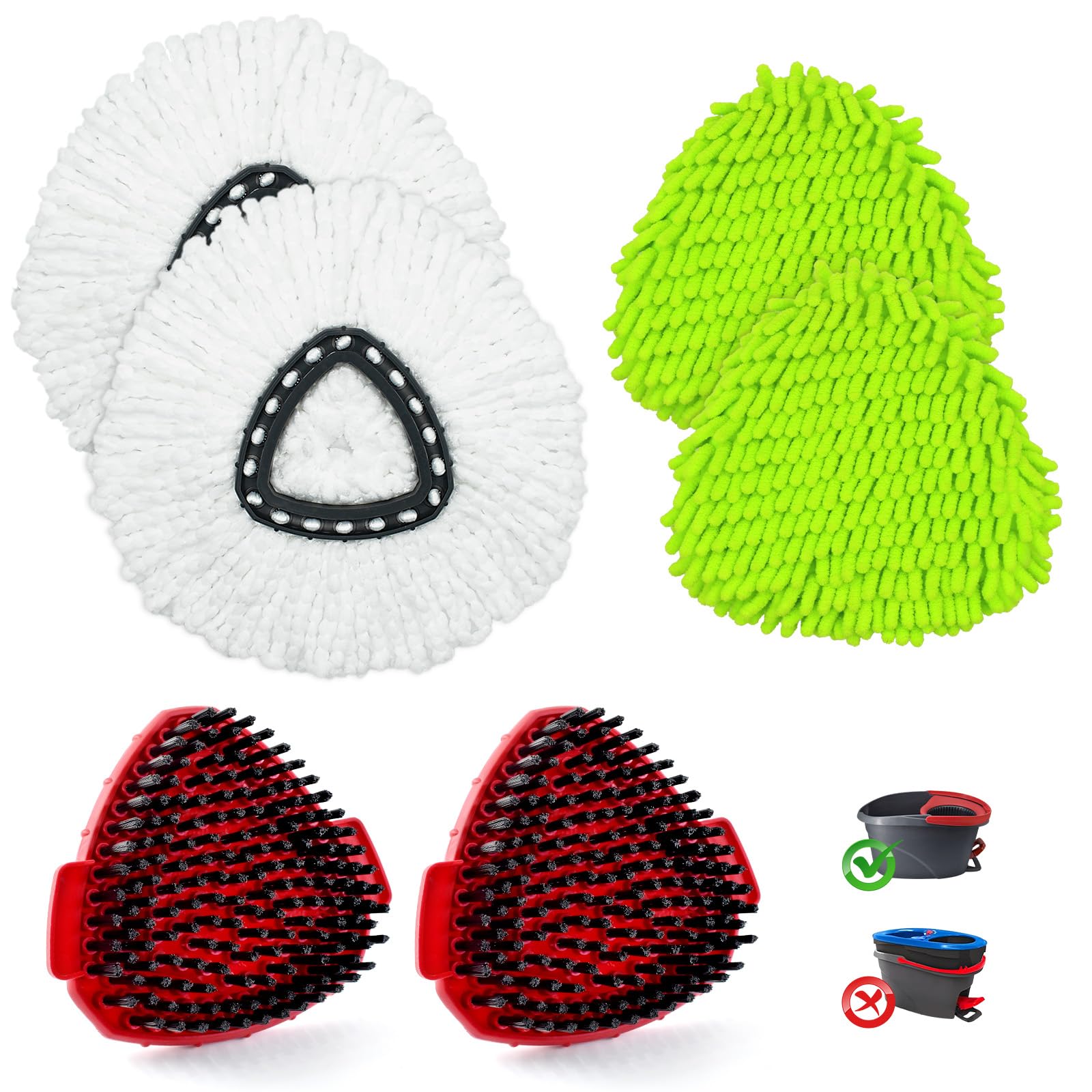 Photo 1 of Mop Heads Replacement for Ocedar, Mop Replace Head for Ocedar EasyWring 1 Tank, Microfiber Spin Mop Refills, Include 4 Spin Mop Replacement Head Deep Cleaning Machine Washable with 2 Scrubber Mop Head