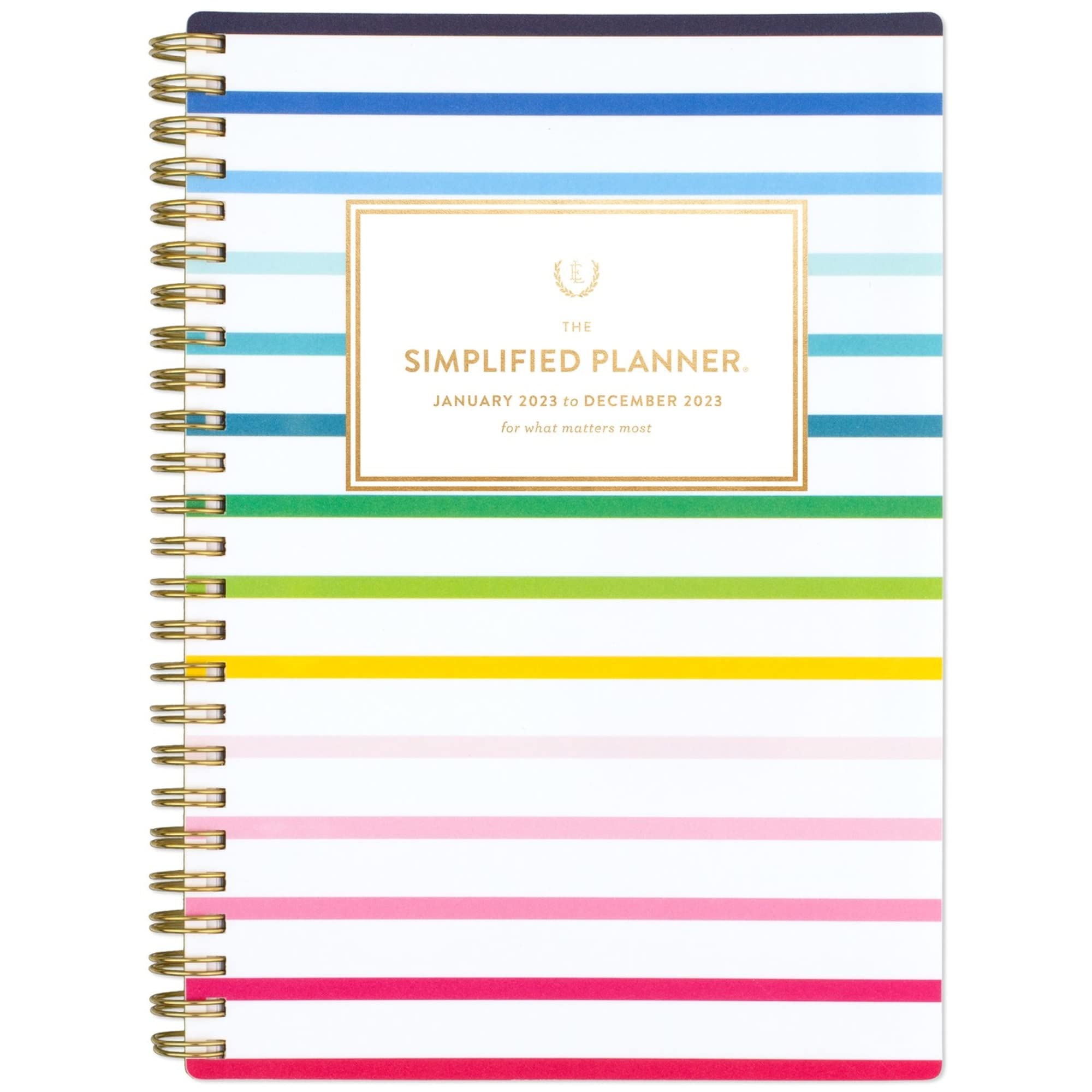 At-A-Glance 2023 Weekly & Monthly Planner, Simplified by Emily Ley, 5-1/2" x 8-1/2", Small, Monthly Tabs, Happy Stripe (EL90-200), EL90-200-23
