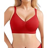 Popilush Wireless Bras for Women Seamless Supportive Bra Full Coverage Comfortable Bralettes with Wide Strap