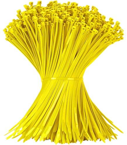 100-Pack Reusable 12-Inch Nylon Zip Ties – Yellow, Heavy-Duty, UL 94V-2 Rated, Wide Temperature Range (-40 To 176°F)