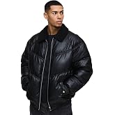 boohooMAN Oversized Borg Collar PU Puffer Jacket