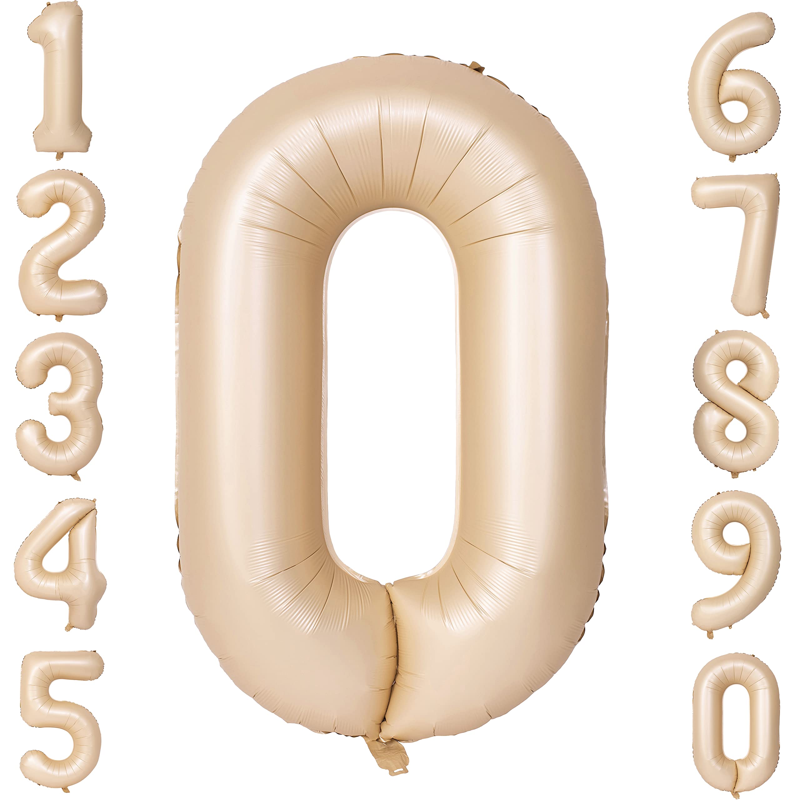 Number 0 Balloons Giant Caramel number balloons Oatmeal 10th 20th 30th Birthday Decorations Light Brown One balloon for Birthday Supply Large foil balloons 40 Inch Digital 0 Ballons