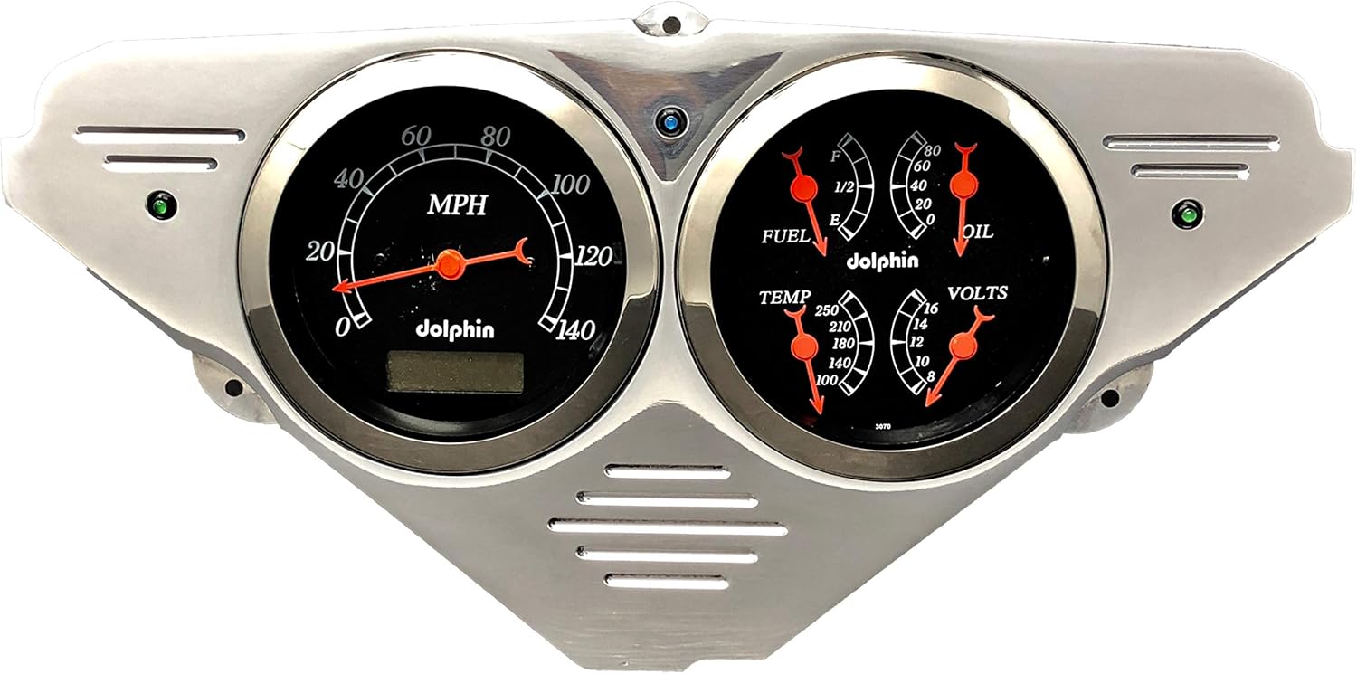 Dolphin Gauges 1955 1956 1957 1958 1959 Chevy Truck 3 3/8 Quad Style Programmable Gauge Dash Panel Insert Black