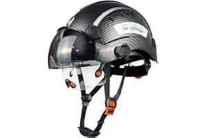 SAFEBUILDER Construction Safety Helmet with Build-in Visor ABS Hard Hat with Visor Adjustable Ventilation Hardhats Work Head Protection ANSI/ISEA Z89.1