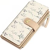 GAEKEAO Womens Wallet RFID Blocking Trifold Large Capacity Ladies Vegan Leather Wallet Floral Multi Card Holder Organizer
