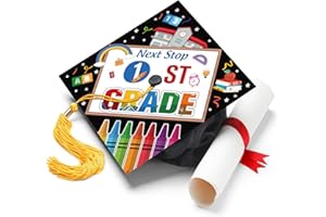 FRAKRON Preschool Graduation Cap Decorations for Kids 2024 Kindergarten Graduation Cap Stickers Next Stop 1st Grade Graduation Topper Stickers Congrats Graduation Accessories Craft for Boys Girls Students
