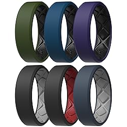 Egnaro Men's Silicone Rings, 7.5mm Wide 2.5mm Thick