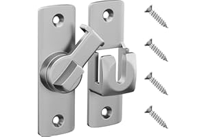 MaozyHomie Flip Door Latch, 90/180 Degree Barn Door Latch, Silver Right Angle Door Lock Latch, Flip Gate Latches Hardware, Sliding Door Latch Lock for Cabinets, Bathroom, Barn Door, 1 Pack