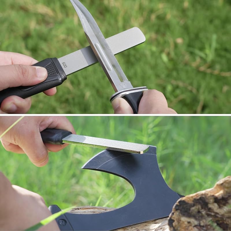 120N Pietra Abrasiva Diamantata A Doppia Grana Per Affilare Coltelli Da Caccia, Coltelli Da Outdoor E Utensili Da Giardino, 220/600 (Extra Grossa/Fine)