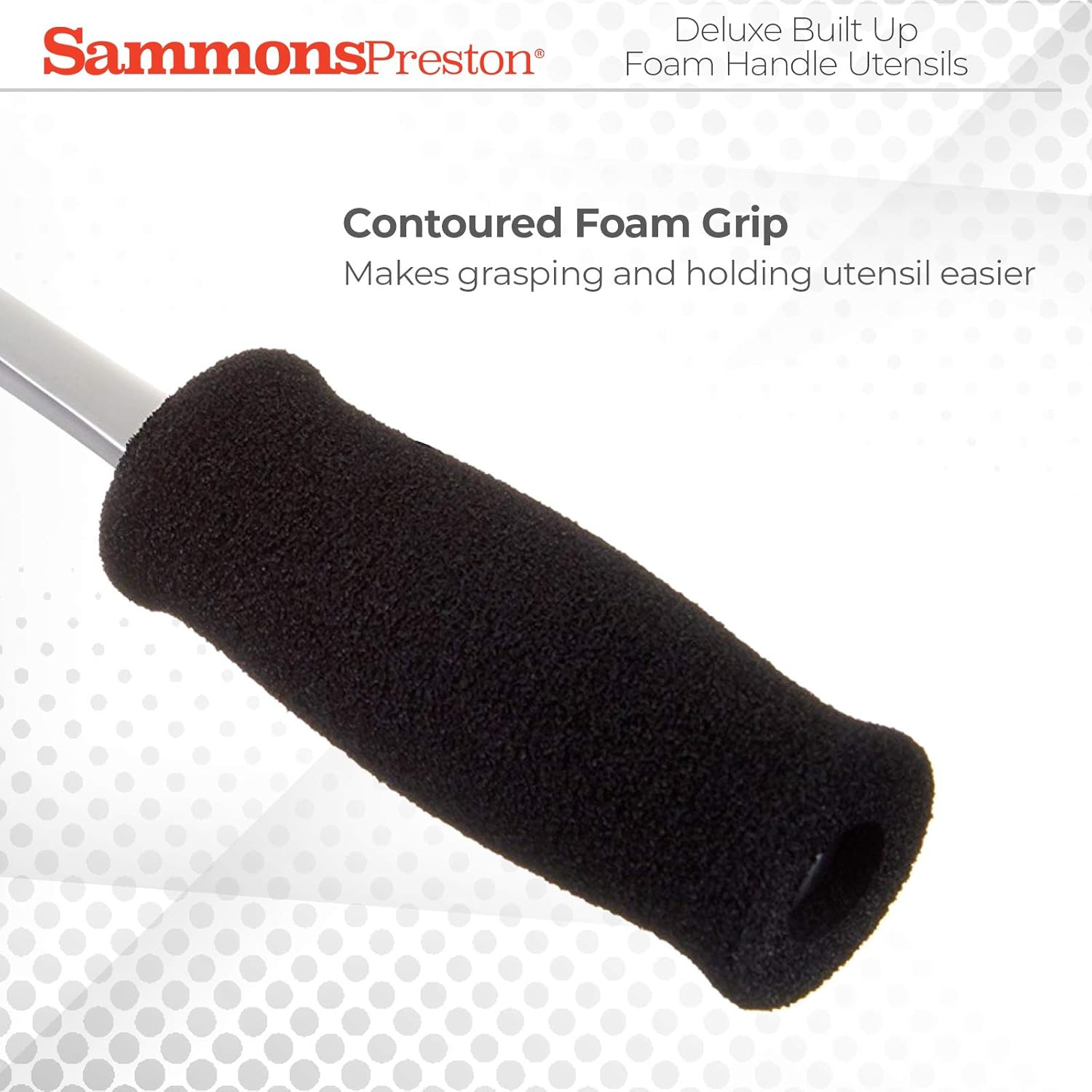 Sammons Preston Deluxe Built-Up Handle Adaptive Grip Fork, 8" Long, Stainless-Steel Easy-Hold Utensil with Removable Soft Molded Foam Grip, Adaptive Utensil for Those with Arthritis and Weak Grip
