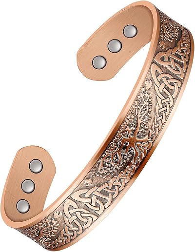 Jeracol Copper Magnetic Bracelet for Men Women 3500 Gauss Adjustable Cuff
