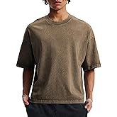 SeeLuNa Retro Mens T-Shirts Short Sleeve Boxy Crew Neck Vintage Acid Wash Workout Tops Athletic Shirts Streetwear Basic Tee