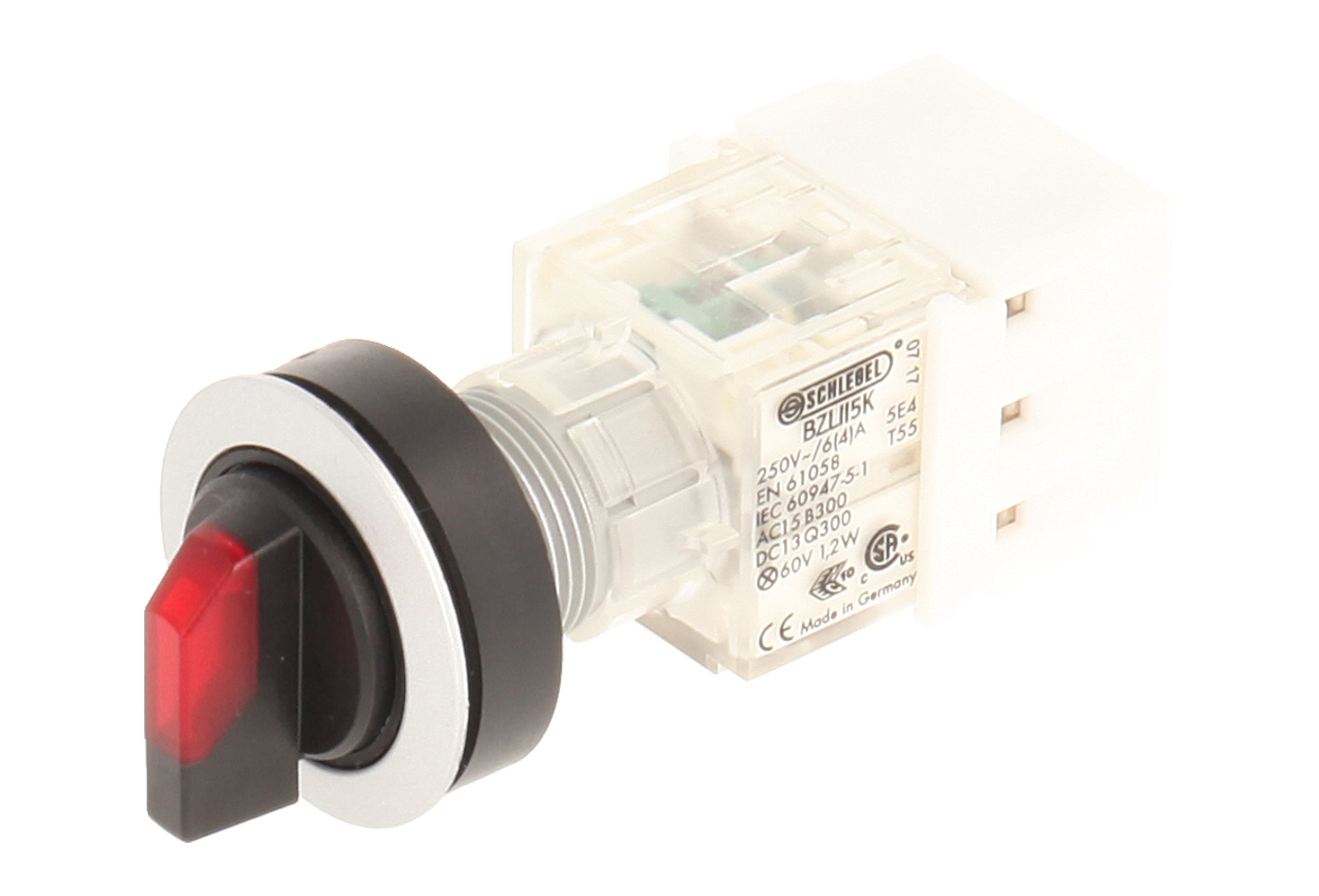 Club 23.001.192 Light Switch, Latching, 2 Positions Momentary Contact Sensor LED Lamp Holder t5,5 K 2 normally open contacts 24 V, SCREW ON, RED/SILVER (Pack of 2)