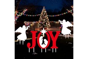 HSKMAKE 5Pcs JOY Nativity Scene Decorations, Joy Nativity Yard Sign, with Stake, Angels Christmas Decorations, for Home, Outdoor, Lawn, Pathway, New Year, Christmas Holiday Party Supplies