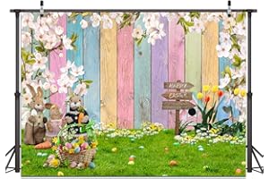 Dudaacvt 7x5ft Easter Backdrop Spring Easter Backdrop Colorful Wood Backdrop Easter Children Party Decorations Banner Backdrop D625