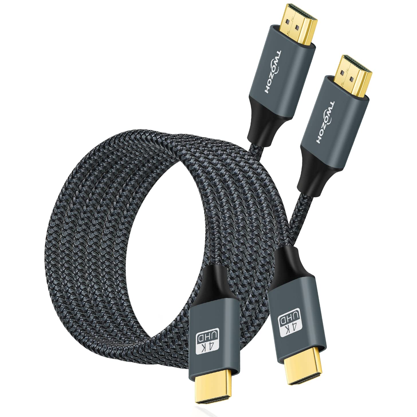 Twozoh 4K HDMI Cable 1M 2 Pack, Nylon Braided High Speed HDMI Lead Support 3D/4K@60Hz/2160P/1080P