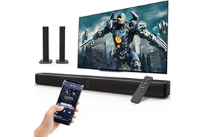 GEOYEAO 2.2 CH Sound Bars for TV, Peak Power 140W Dual Bass Subwoofer, 3D Surround Sound System, 32 Inch Home Theater Audio Soundbar, HDMI ARC Connection, 2 in 1 Detachable & Wall Mountable