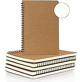 EUSOAR College Blank Spiral Notebook, A5 6packs 5.5"x8.3" 120 Pages Blank Travel Writing Journal, Memo Notepad Sketchbook, Students Office Business Subject Diary Spiral Book Journal-Kraft Cover
