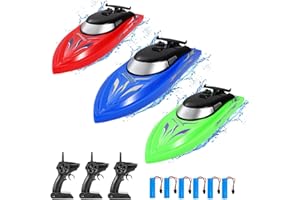 ACEKID 3 Pack RC Boat Remote Control Boats for Pools and Lakes for Kids and Adults, 2.4 GHz RC Boat for Boys 4-7 8-12 Years with 6 Rechargeable Batteries