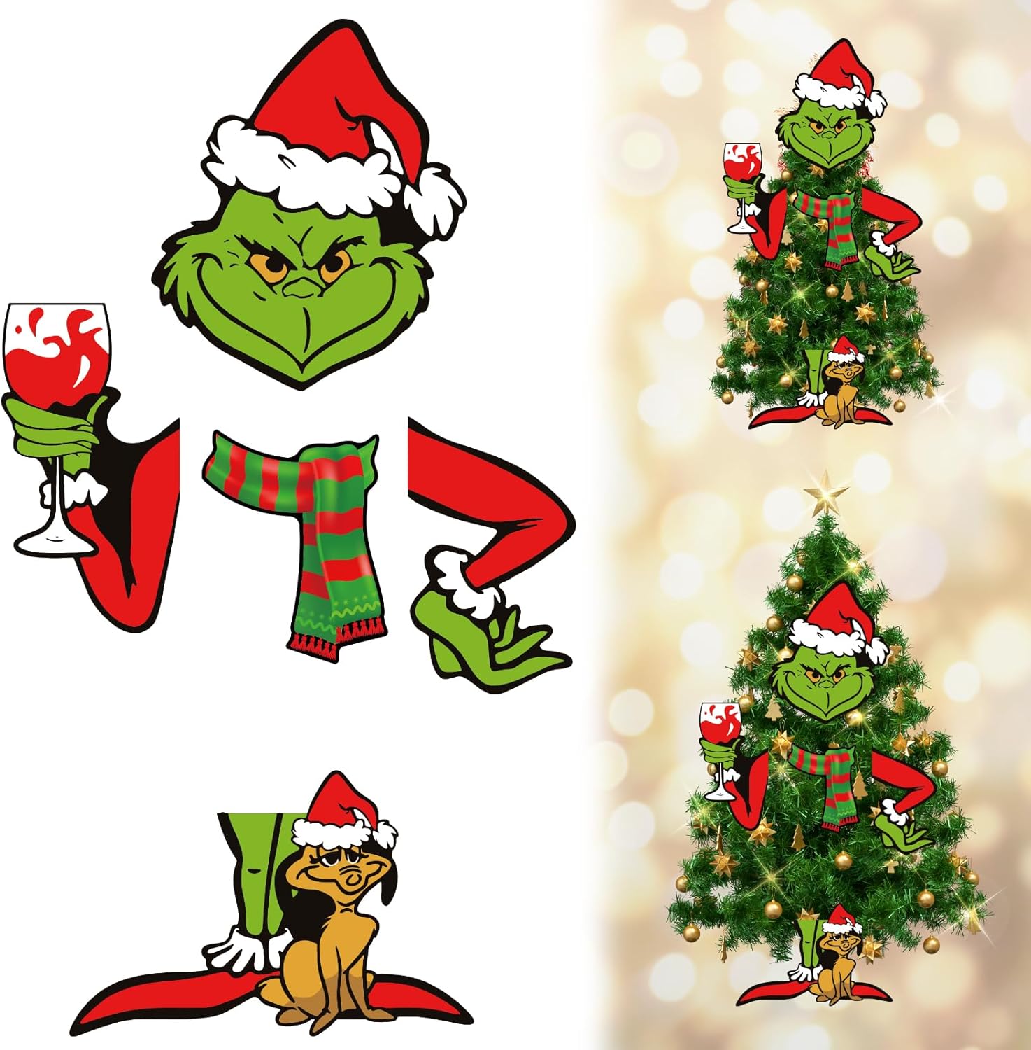 Tree Toppers - Grinchmas Decor for Tree-Christmas Tree Topper-Grinchs Christmas Tree Decoration,Christmas Deocrations for Tree,Funny Christams Tree Ornament Thief Stole (Classic)