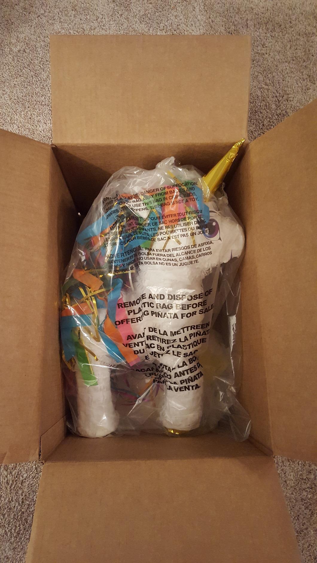 7/mo Finance White Unicorn Pinata, Pull String Buy Now, Pay Later