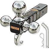 ORCISH Trailer Hitch Tri-Ball Mount with Tow Hook & Pin, Chrome Trailer Ball Sizes 1-7/8", 2" & 2-5/16", Fit 2 Inch Hitch Receiver, 10,000 LBS Max Towing Capacity for RVs, SUVs, ATVs & Trucks