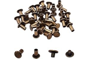AnRui 100 Sets M5×8mm Chicago Screws, Fasteners Rivets Cross Binding Screw Connectors Steel for Leather Belt Scrapbook Photo Albums Crafting, Antique Bronze