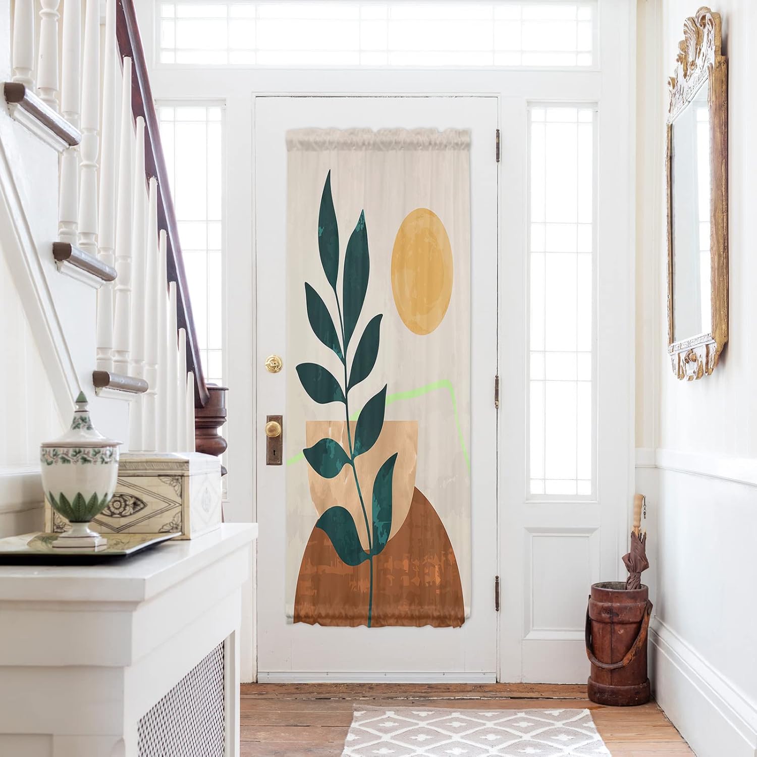 Outdoor Curtains - Abstract Door Curtains & Drapes for Door Window/Doorways, Middle Century Plant Sun Long Rod Pocket Kitchen Sliding French Front Back Patio Glass Slider Door Window Curtain Panel, Line Art 25