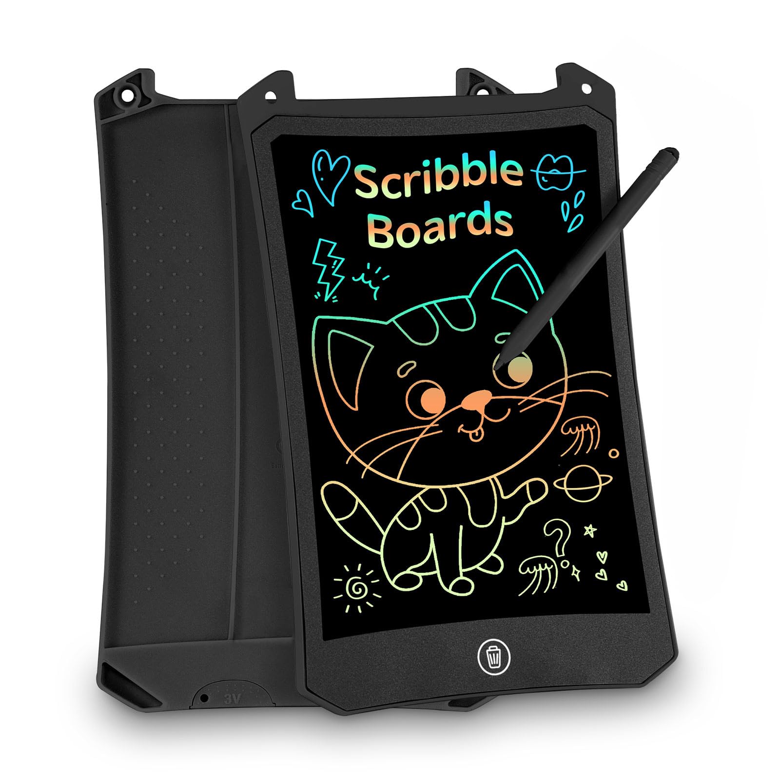 PINKCAT 8.5in LCD Writing Tablet - Colorful Screen Doodle Scribbler Pad Drawing Board Learning Educational Toys - Gift for Kids 3-6 7 8 9 Years Old Girl Boy (8.5in, Black)