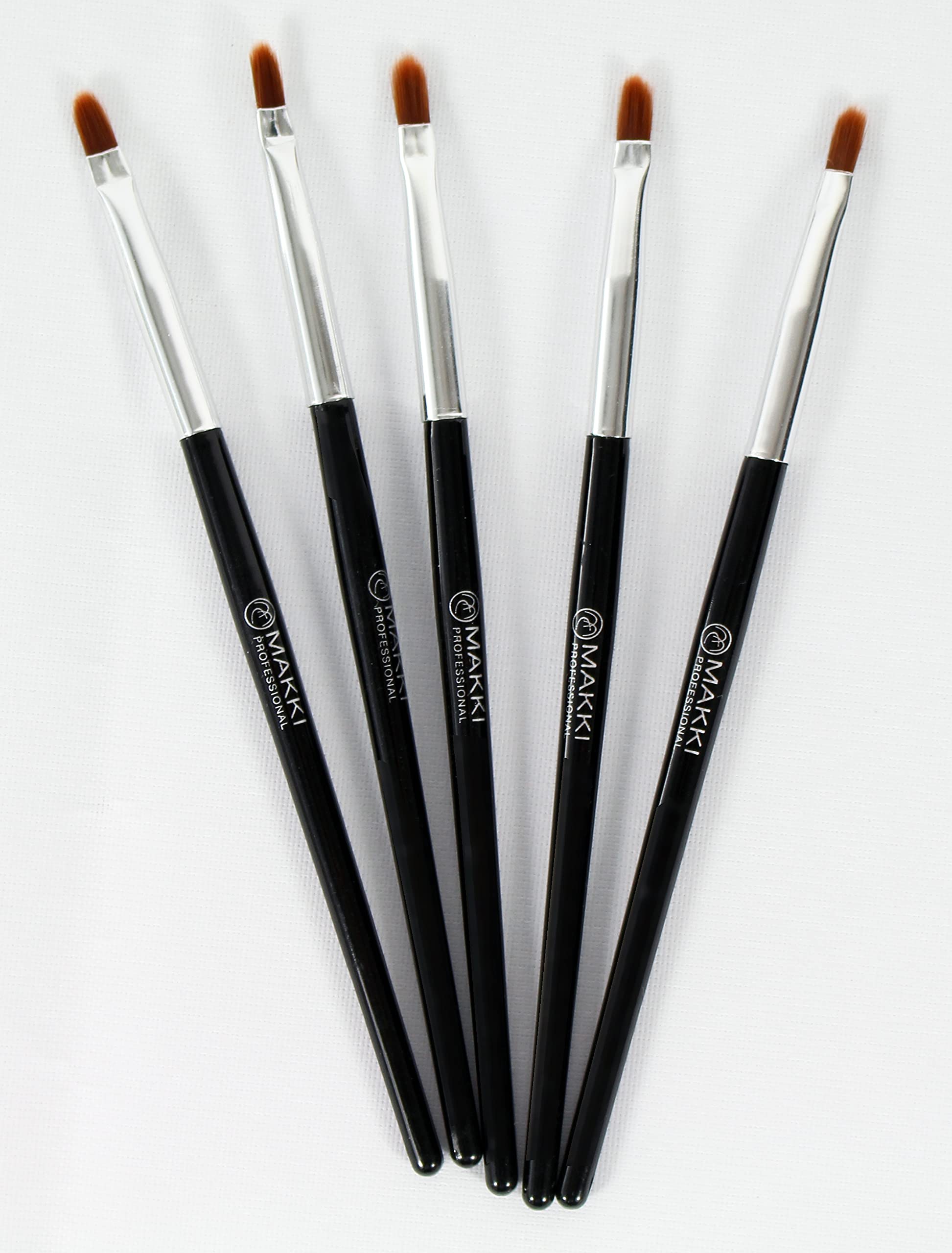 Makki 5 Curved Tip Brush Applicators for Eyelash tint & Eye Brow tinting and lash perm curl