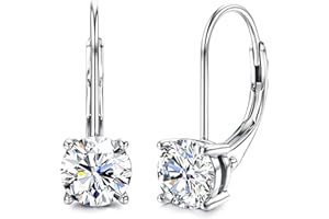 Blahanna Moissanite Earrings,1.0ct-2.0ct D Color Brilliant Round Cut Earring 18K White Gold Plated Sterling Silver Dangle Earrings Moissanite Leverback Drop Earring s