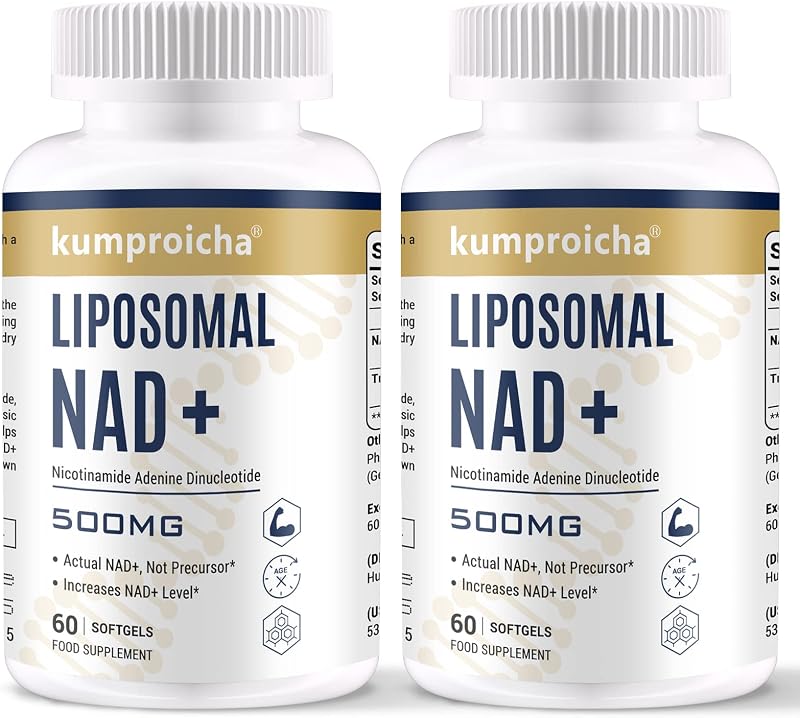 Kumproicha Liposomal NAD+ 500mg with TMG 250mg Softgels 60 Count Pack of 2