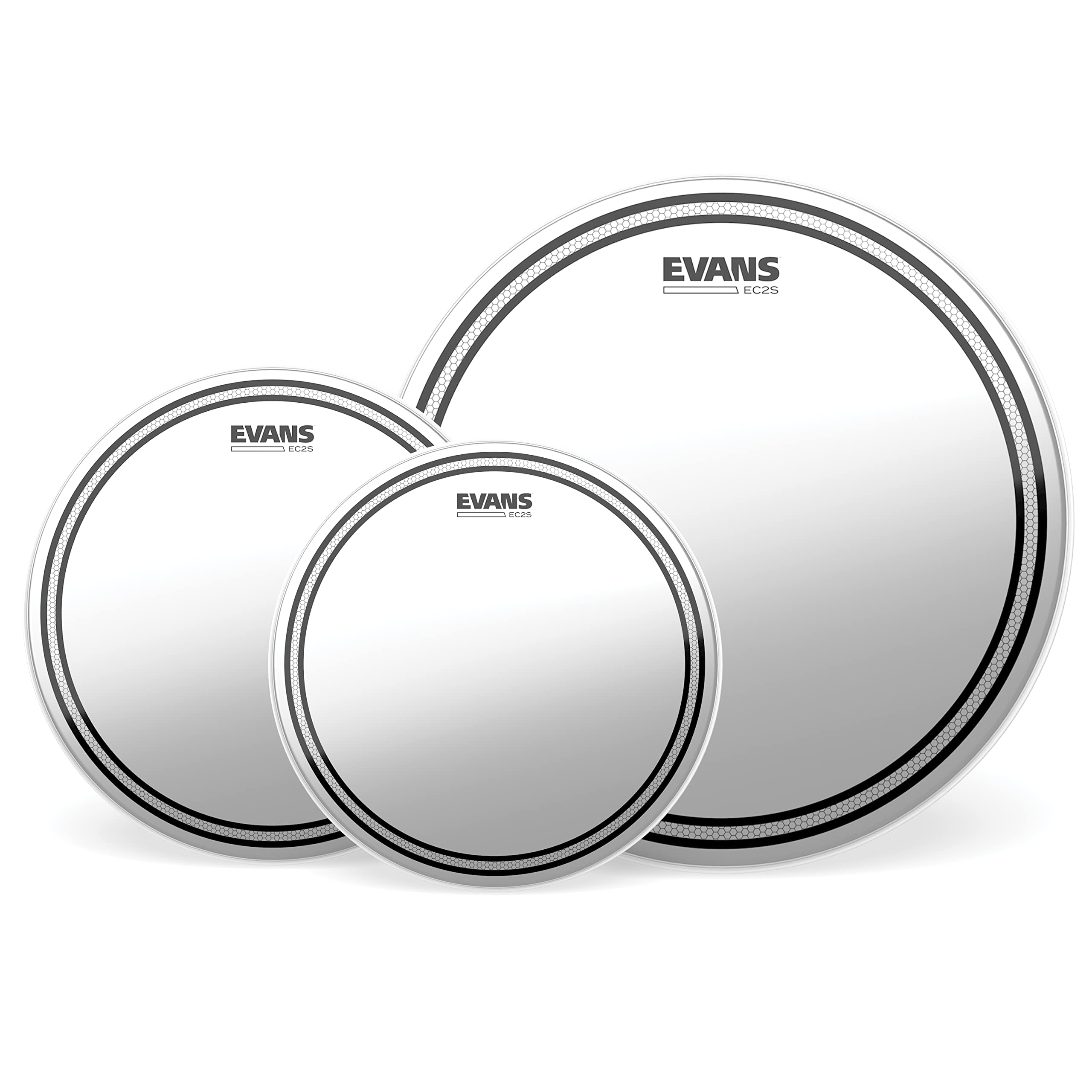 Evans Drum Heads - EC2S Clear Fusion Pack (10, 12, 14 Inch) with 14 Inch HD Dry Snare Batter