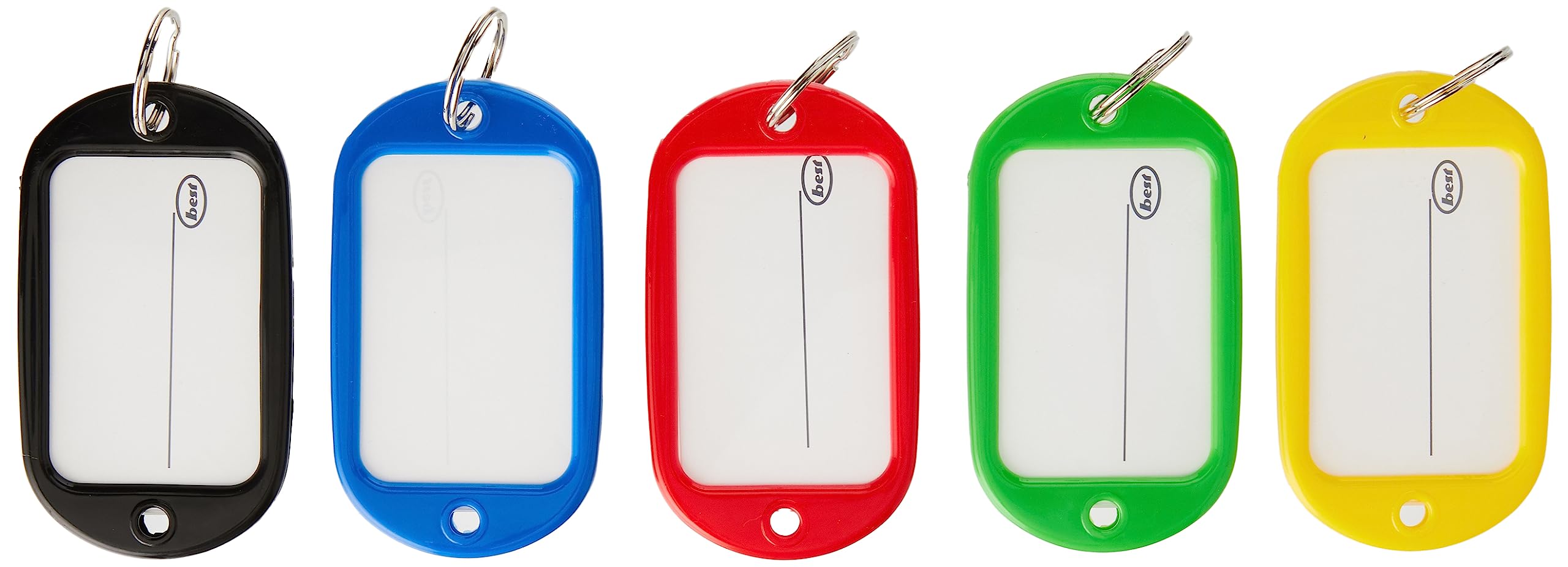 Merriway BH04017 (5 Pcs) Assortment of Key Ring Luggage Tags with Card Inserts, 95mm x 53mm (3.3/4 inch x 2.1/8 inch) - Pack of 5 Pieces