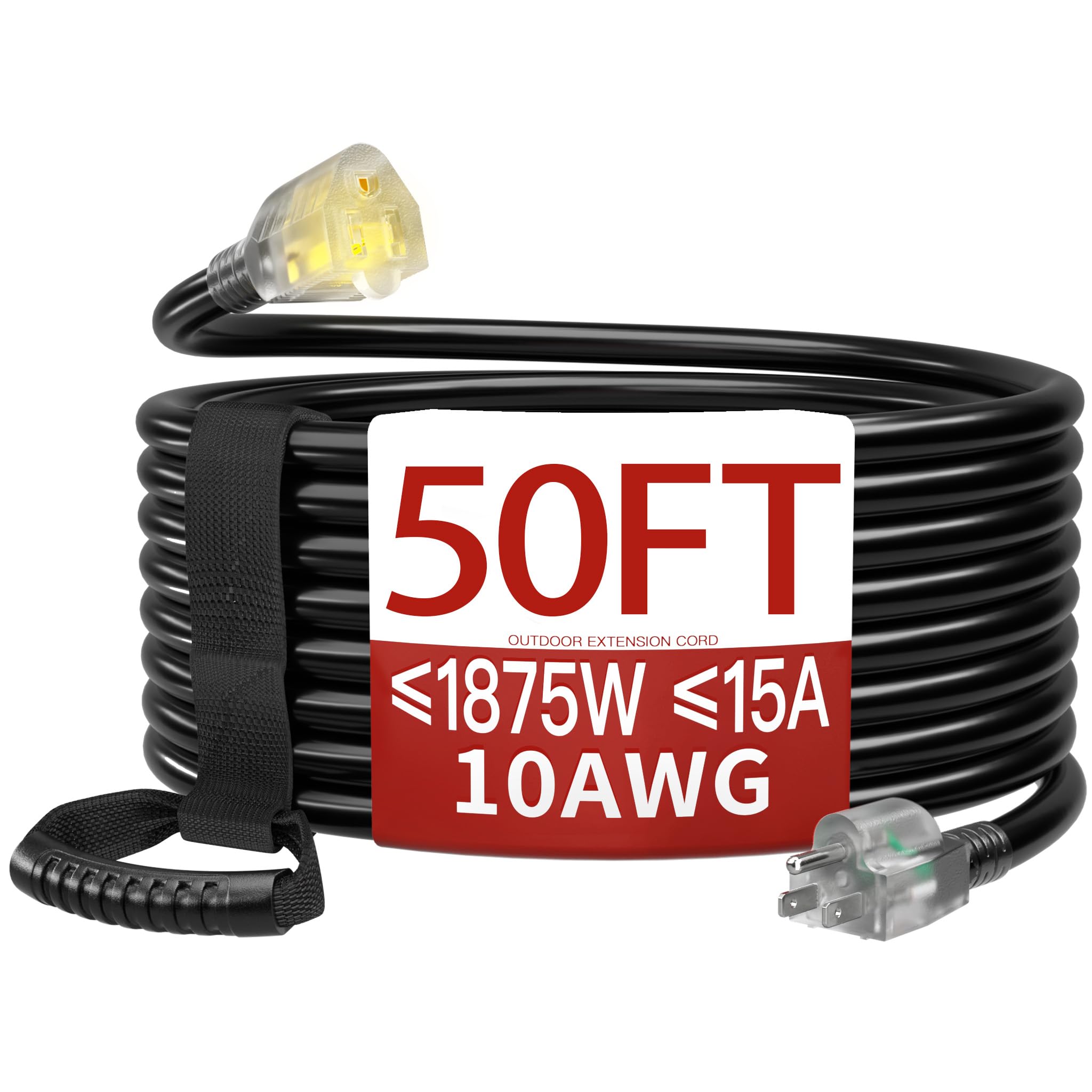 50 FT 10 Gauge Extension Cord Outdoor, Heavy Duty