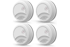 RENSECUM Fire Alarms Smoke Detectors, Photoelectric Sensor Smoke Alarm Battery Operated, Fire Alarm with Test Button & Low Battery Signal, LED Warning Light 85 dB Alarm Sound for Bedroom and Home, 4 Pack